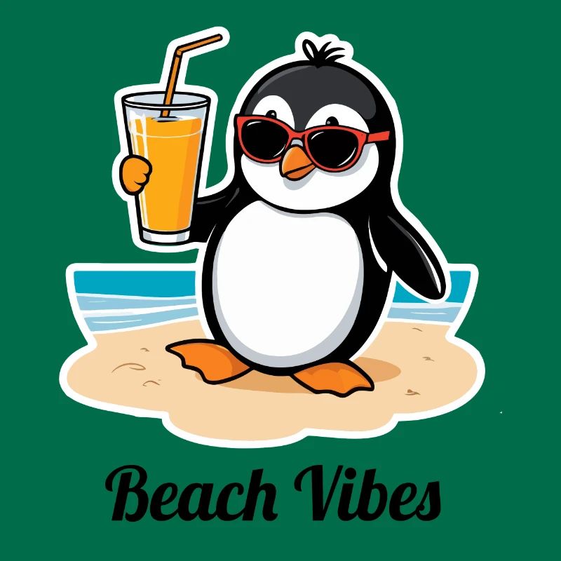 Pingouin de plage décontracté – sentiment de vacances d’été