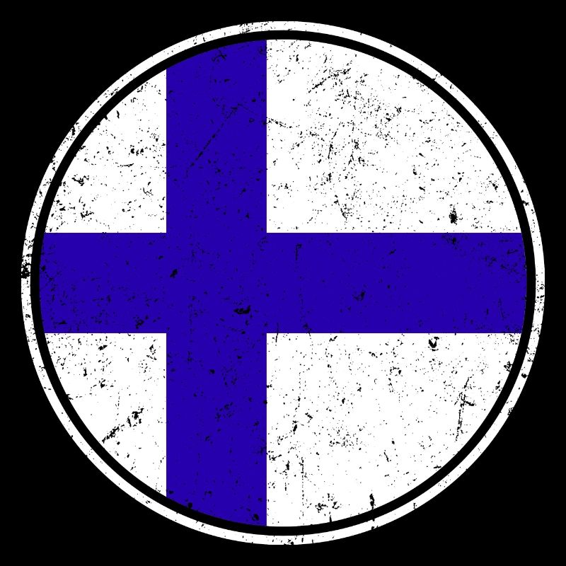 Finnish Flag — Distressed Style & in a Circle