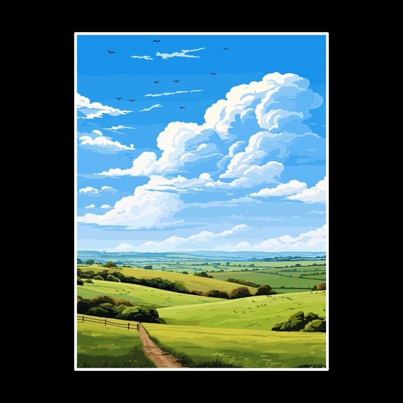 Kent Downs Aonb Reise Poster Souvenir Farbe WPA