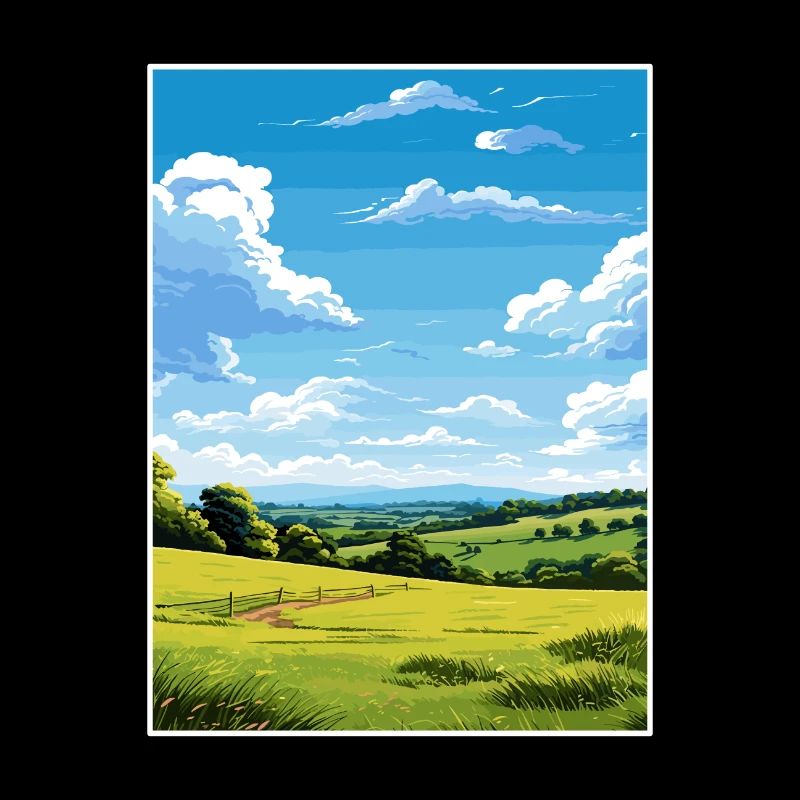 Blackdown Hills Aonb Reiseposter Souvenir WPA