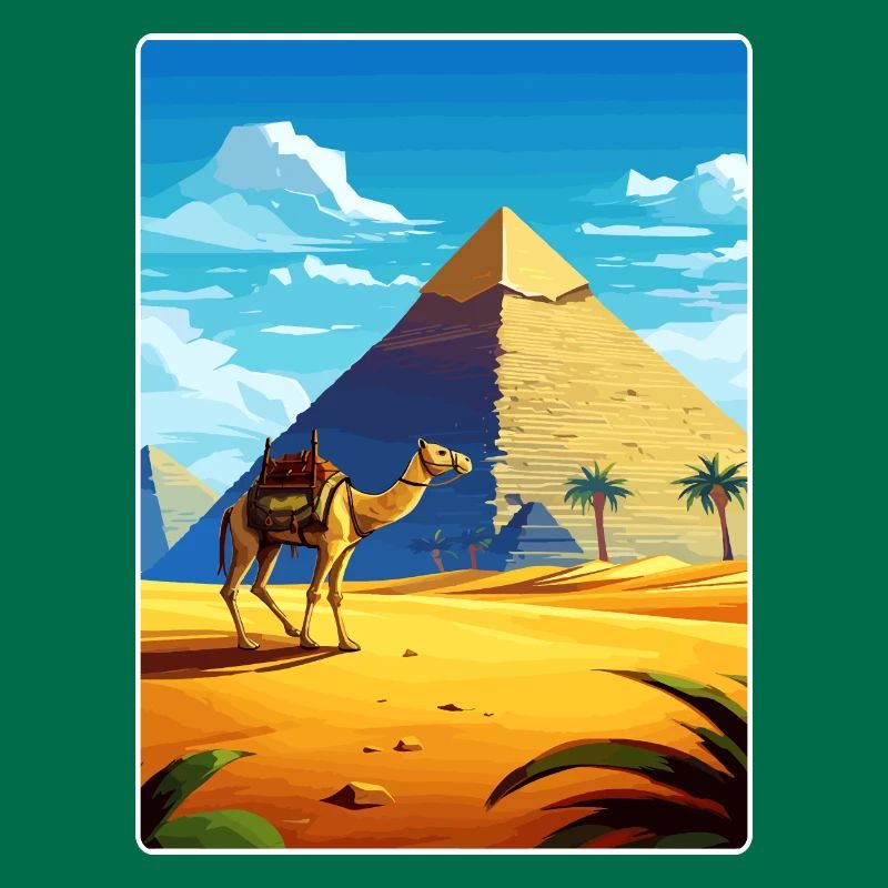 Le Caire, Égypte, Grandes Pyramides De Gizeh, Affiche De Voyage