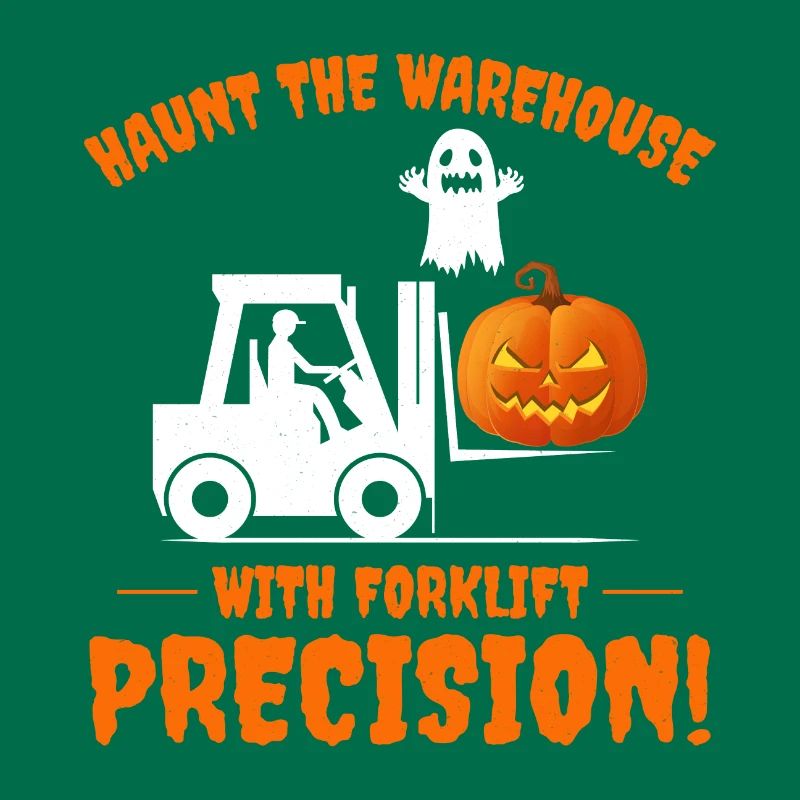 Halloween Ghost Forklift Operator Pumpkin Funny
