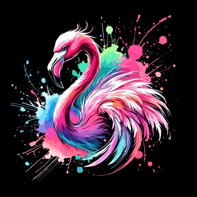 Flamingo Buntes Aquarell