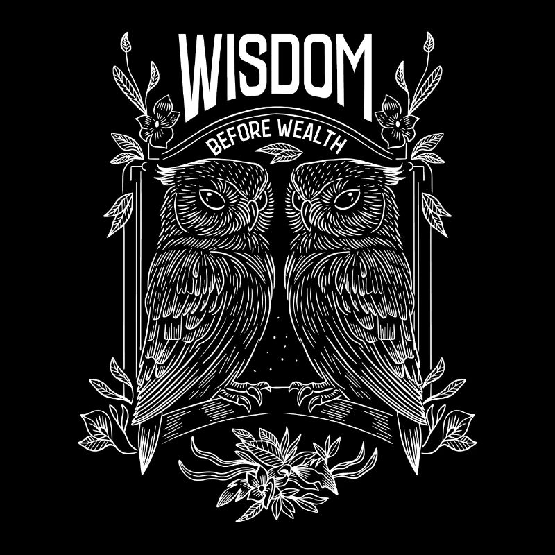 Wisdom Before Wealth– Mystische Eulen Illustration