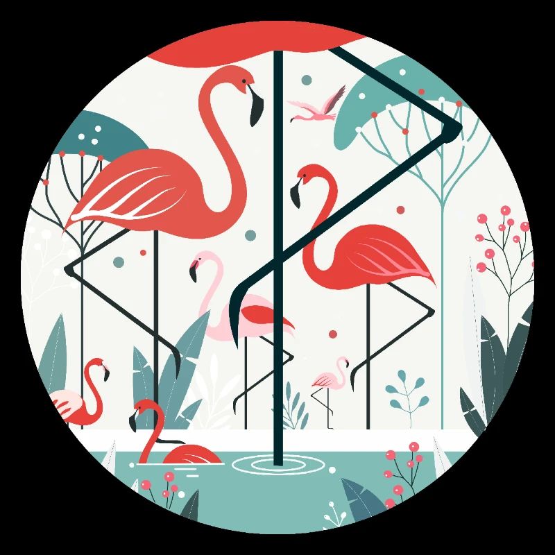 Flamingo Illustration in Tropical Environment