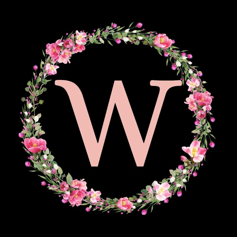 W Monogram, Couronne de fleurs, Personnalisable