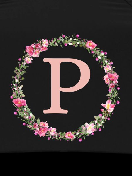 P Monogram, Flower Wreath, Personalizable