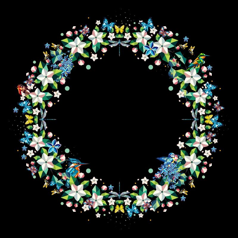 Couronne de printemps - Composition de fleurs et d’animaux colorés