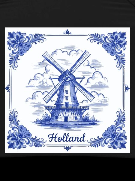 Delft blue windmill tile