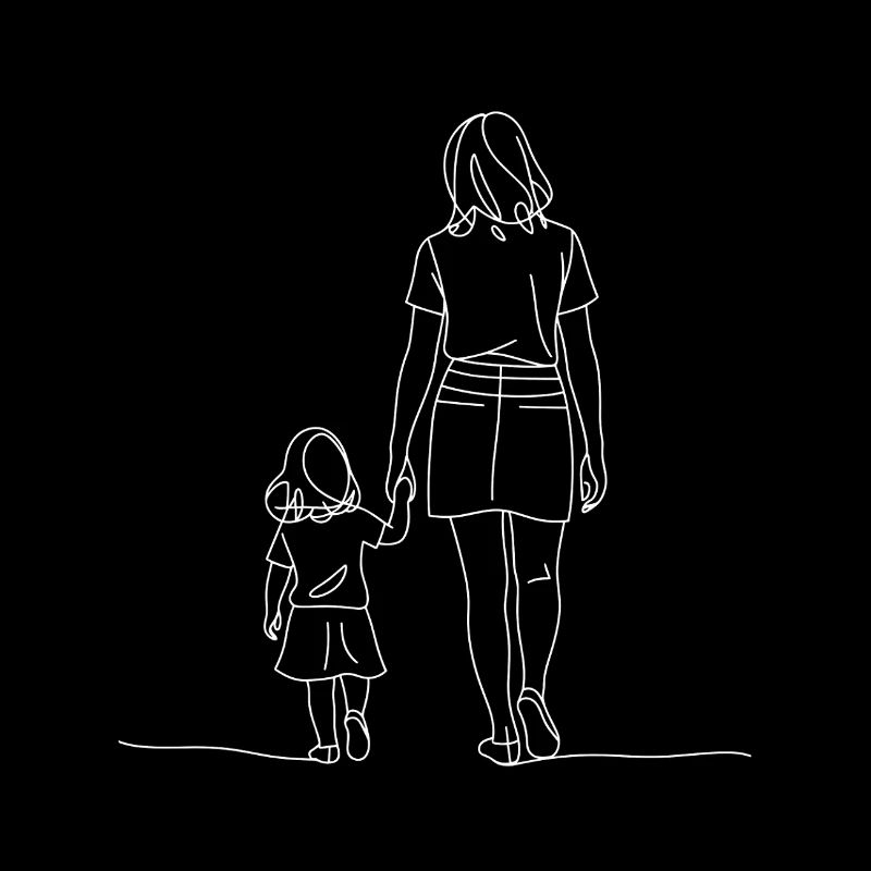 Main dans la main : Mère et fille sur la route