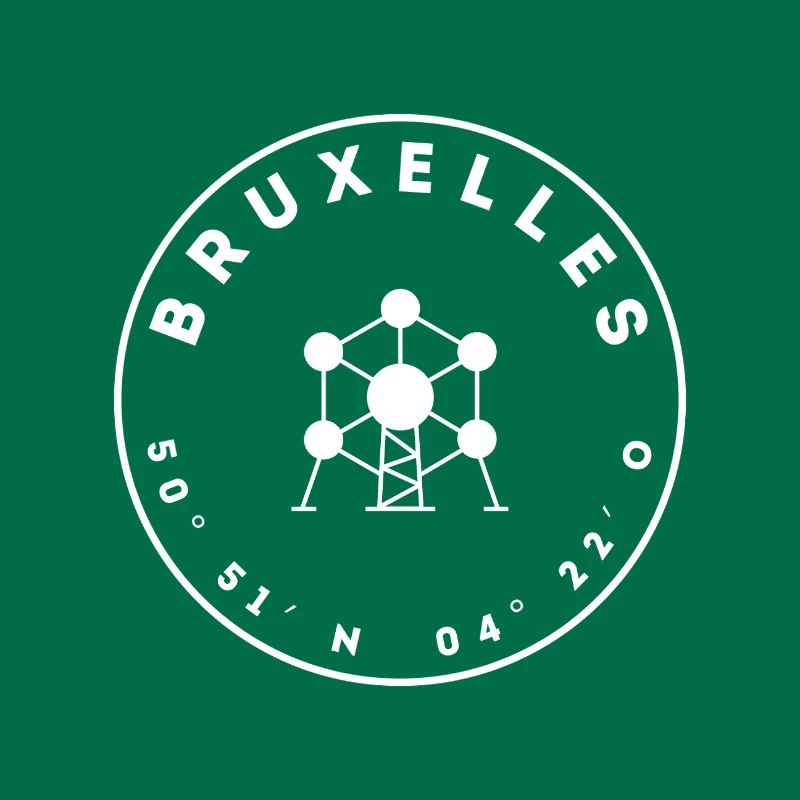 Brussels with Atomium and coordinates
