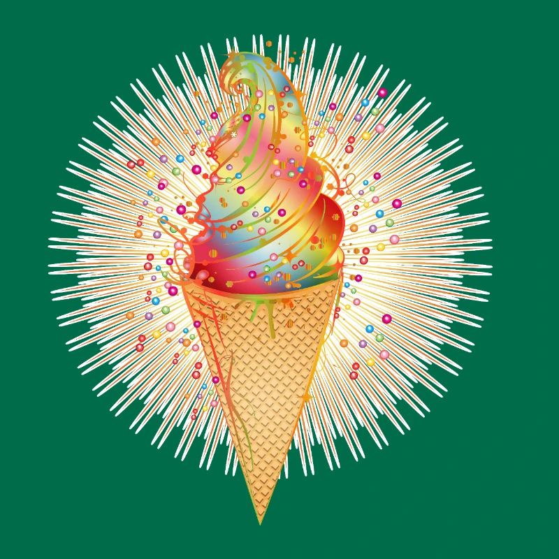 Fröhliches Softeis-Motiv mit Regenbogenfarben