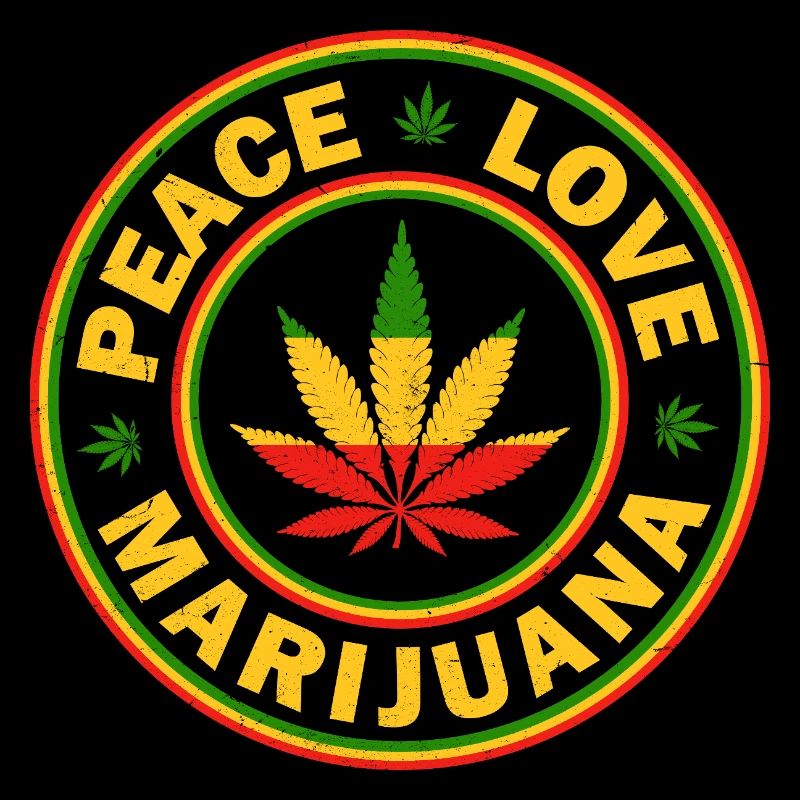 Frieden Liebe Marihuana Rastafari Emblem