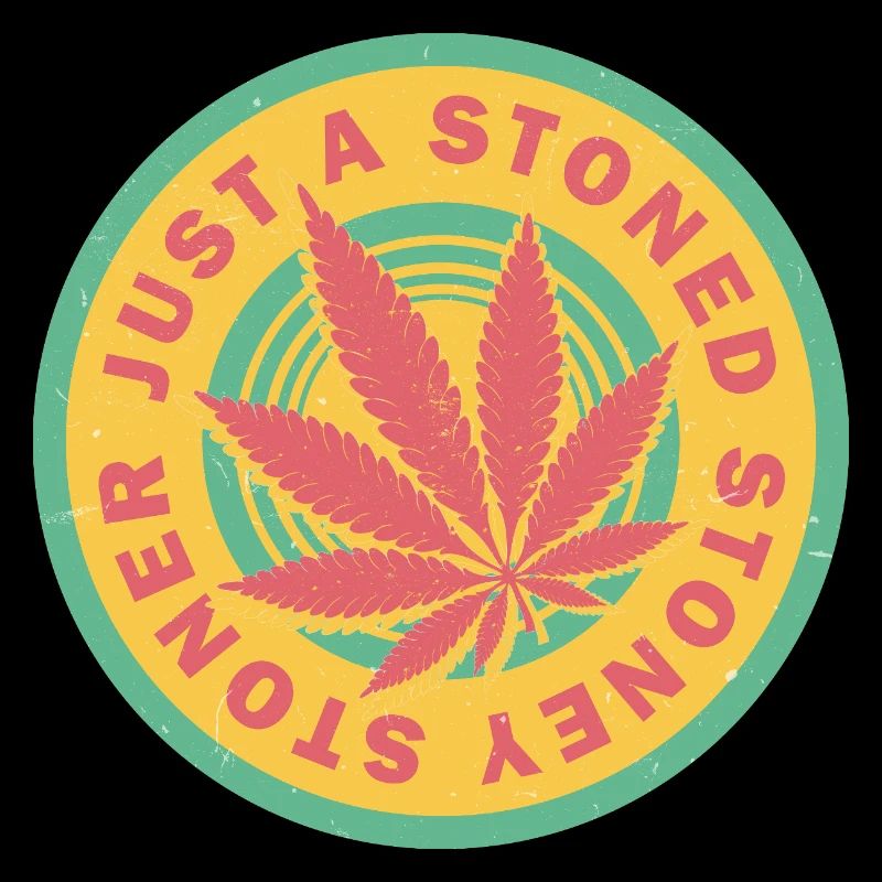 Lebendiges Cannabisblatt mit Retro-Kreisen