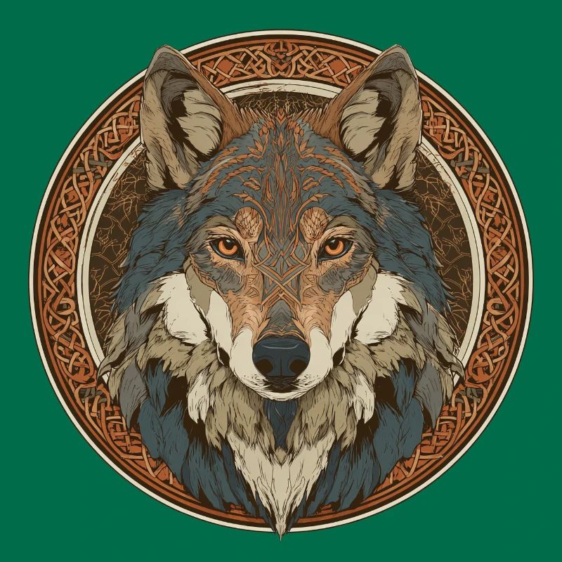 Legendary wolf with Celtic pattern