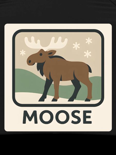 Whimsical Moose Winter Scene