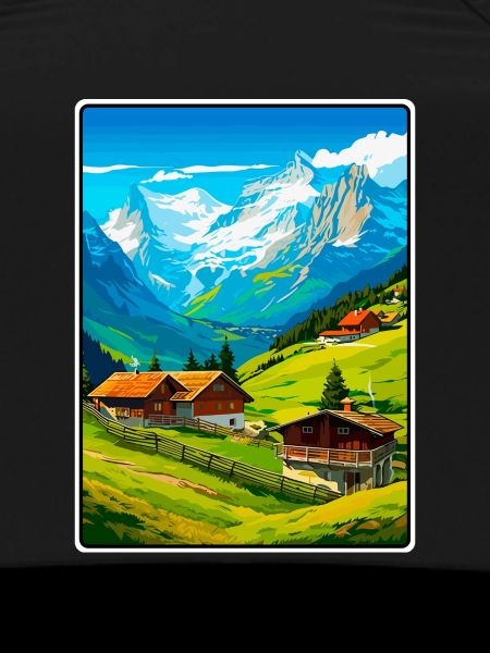 Alpines Bergdorf-Szene