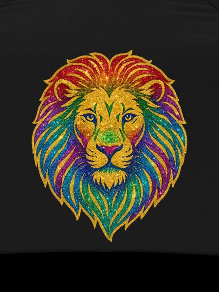 Rainbow Lion Glitter Motif