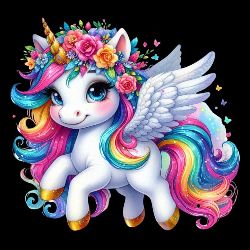 Regenbogen geflügelte Einhornkrone