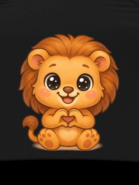 Cute lion with heart hands