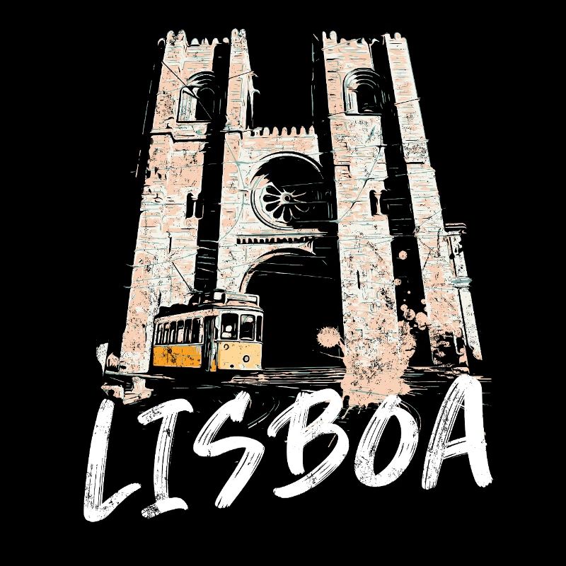 Kathedrale von Lissabon buntes Illustrationsdesign