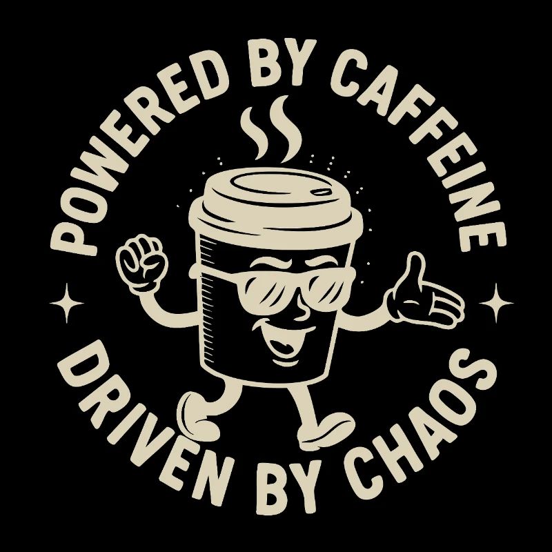 Powered by Caffeine, Driven by Chaos Kaffee Spruch