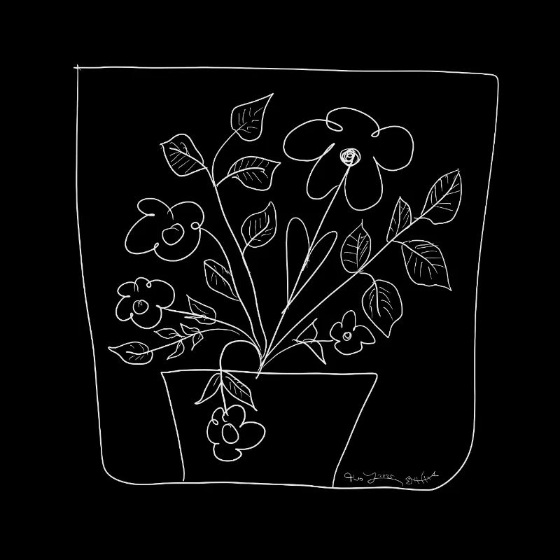 Flower Pot Chalk Sketch