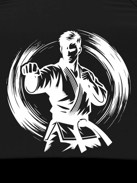 Dynamische Kampfpose Perfekte Karate Silhouette