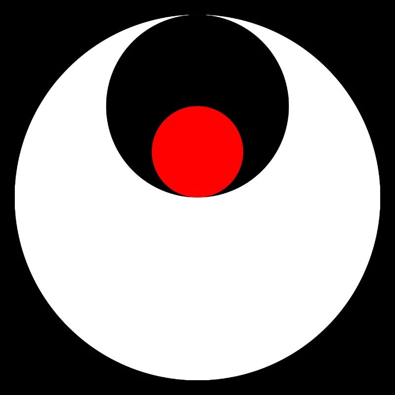 3 cercles, blanc, noir et rouge