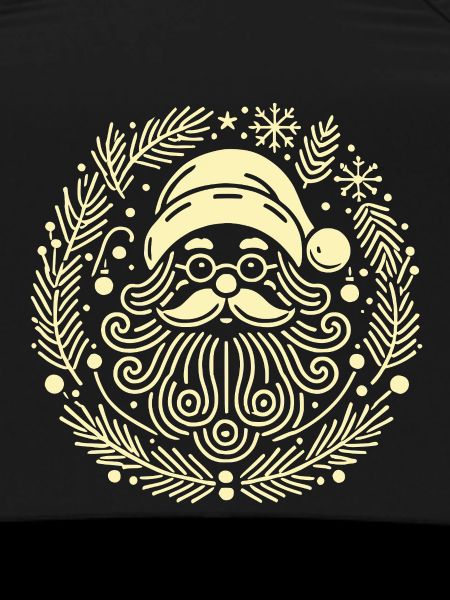 Santa's Wreath Christmas Illustration