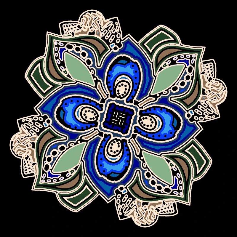 Teal Extravagant Mandala Flower