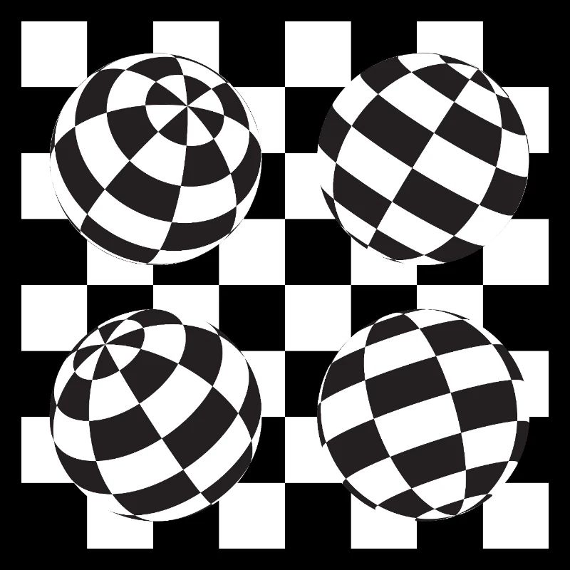 Kugelförmige karierte Illusion