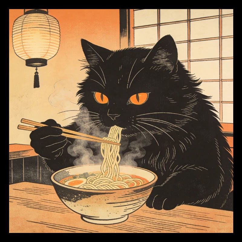 Cute Cat Ramen Noodles Japan Wave Gift Retra