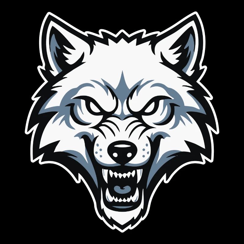 Loup Blanc Arctique Sauvage Logo Mascotte Wolf