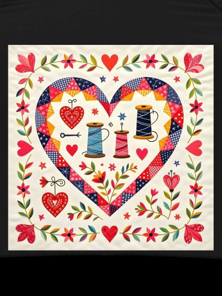 Patchwork Heart with Yarns