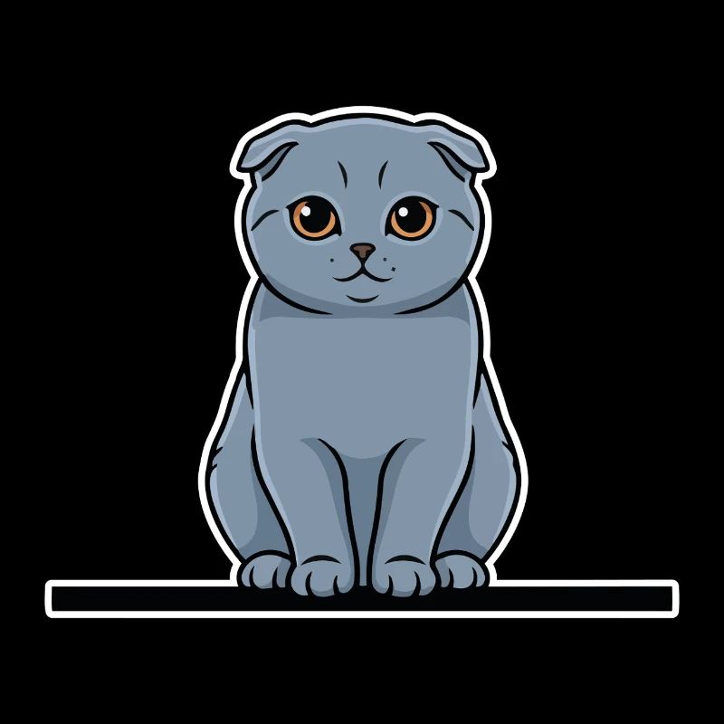 Chat Scottish Fold Gris Yeux Ambrés Portrait