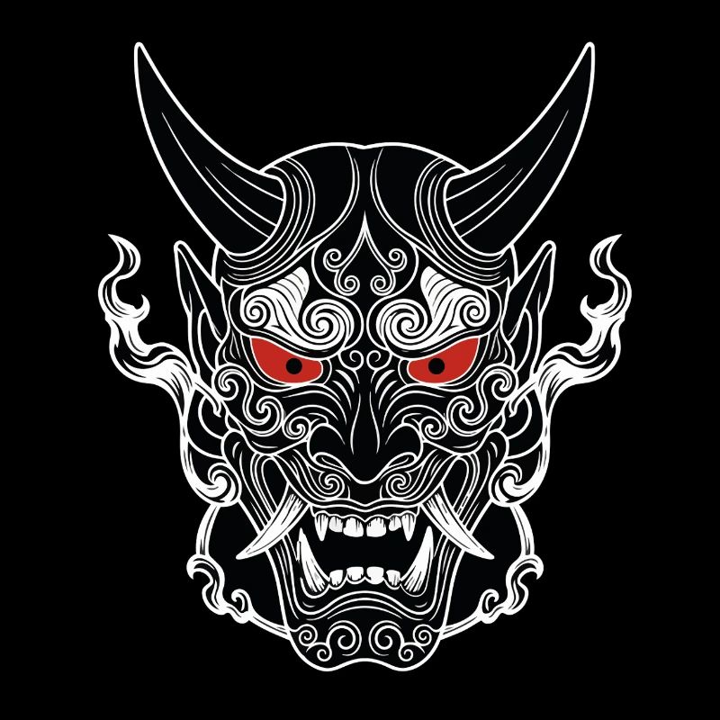 Oni Japan Dämon Gothic Schwarze Weiße Maske