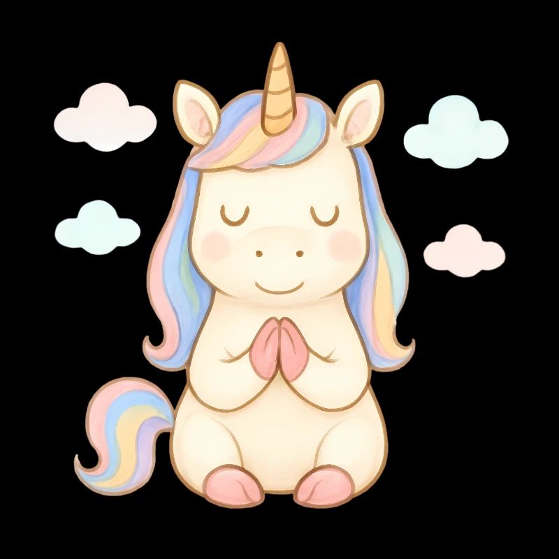 Licorne pastel en prière