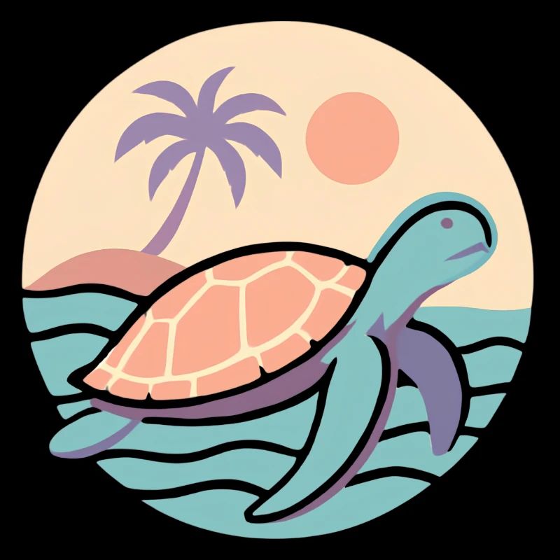 Retro turtle on the beach