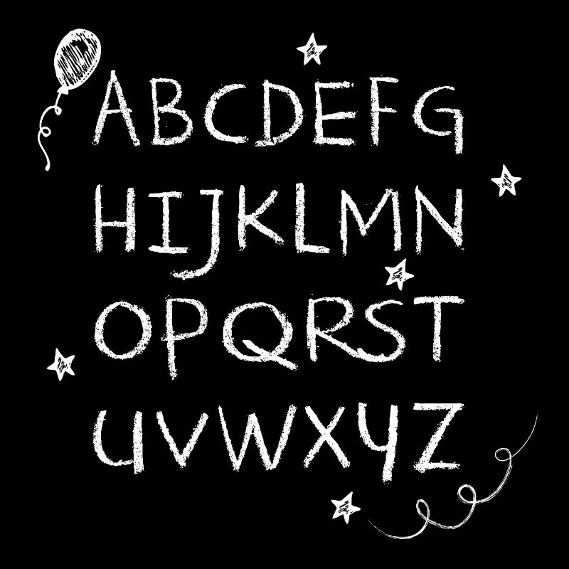 ABC écriture à la craie blanche étoiles & ballon