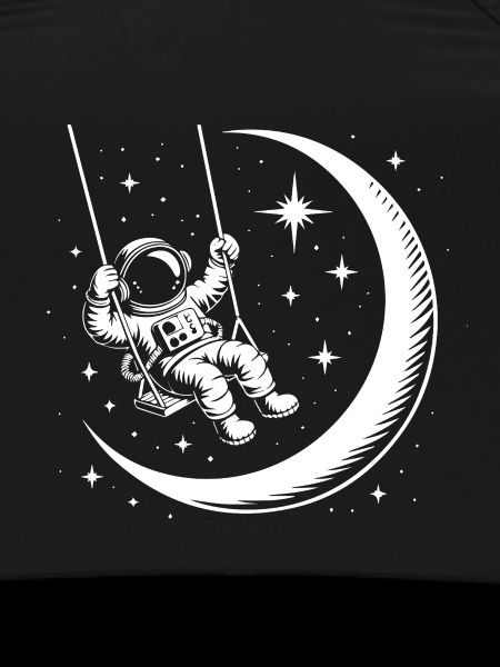 Astronaut Crescent Moon Swing Universe