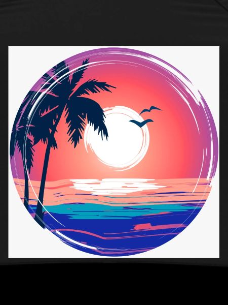 Sunset Palm Circle Ocean Glow