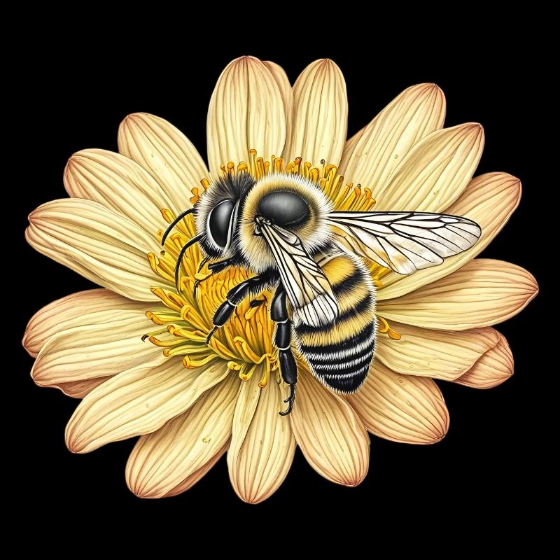 Abeille mignonne et fleur jaune