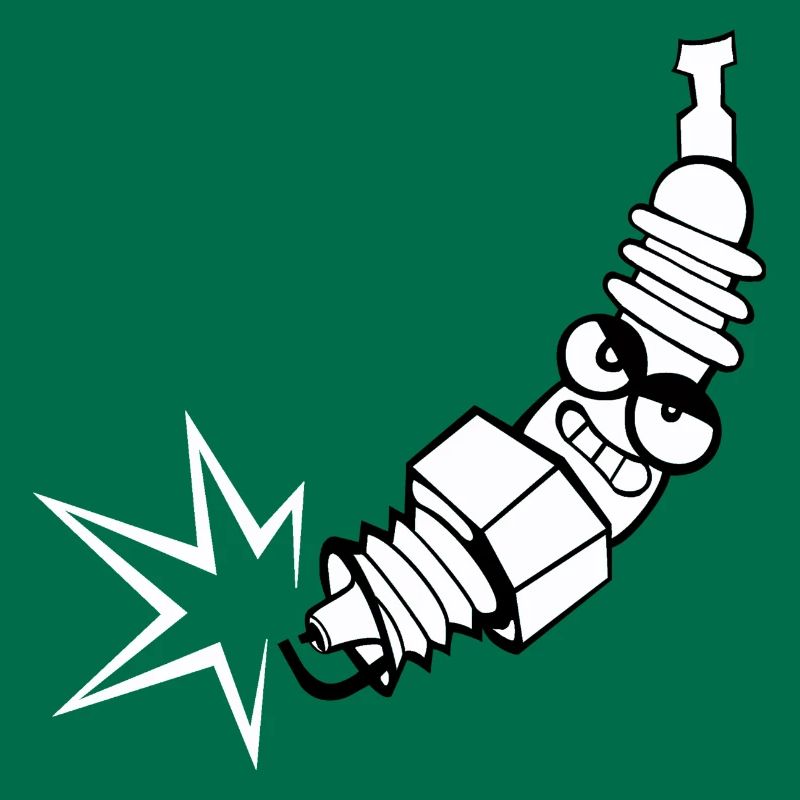 Spark plug comic with face