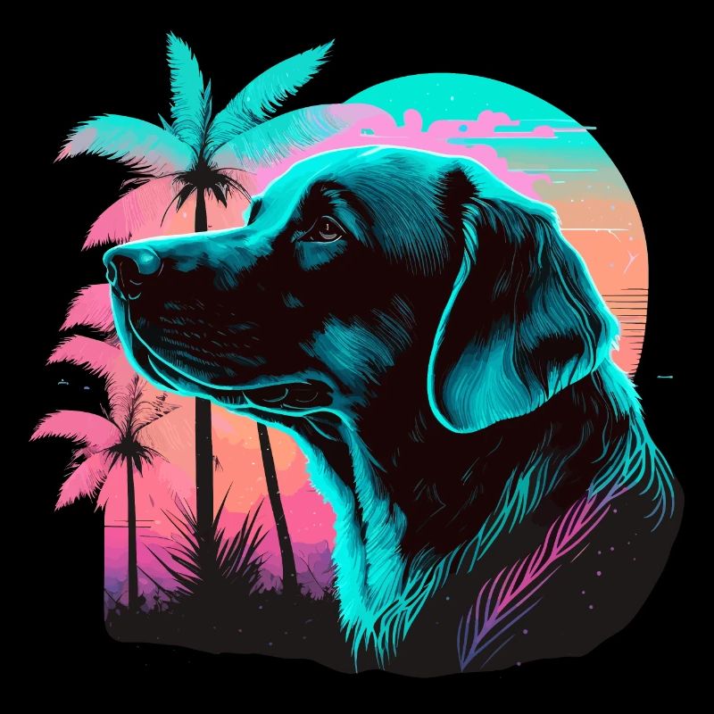 Labrador Retriever at Beach Coconut Tree
