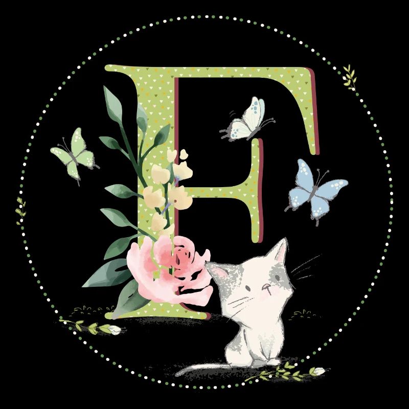 Anfangsbuchstabe F mit Katze
