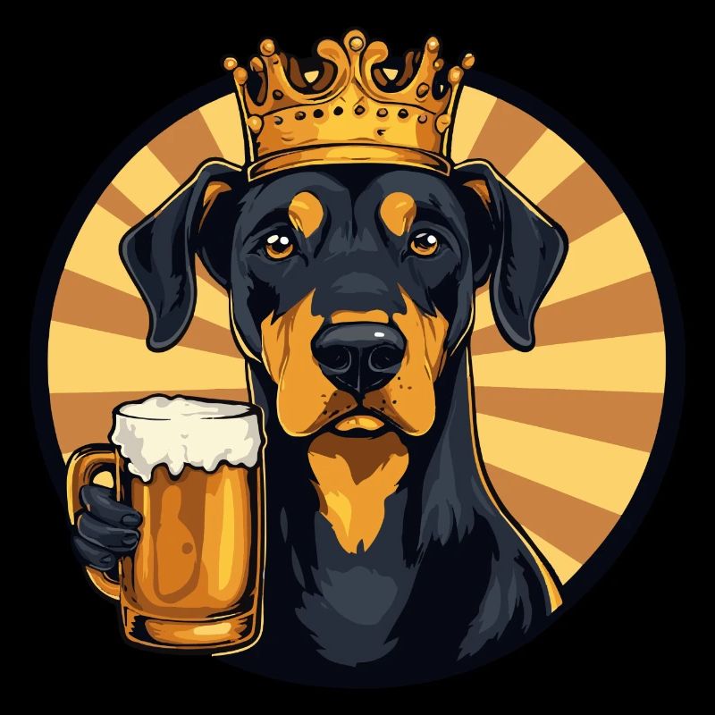 Dobermann Hund Bier Comic