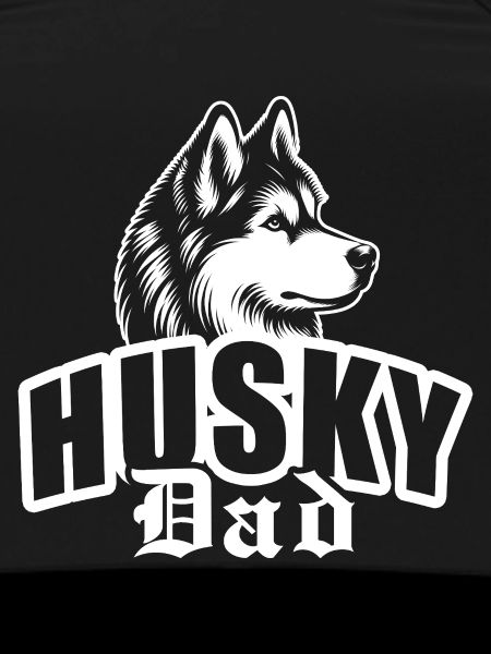 "Husky Dad" with dog head