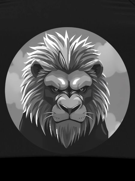 Majestic lion head in gray
