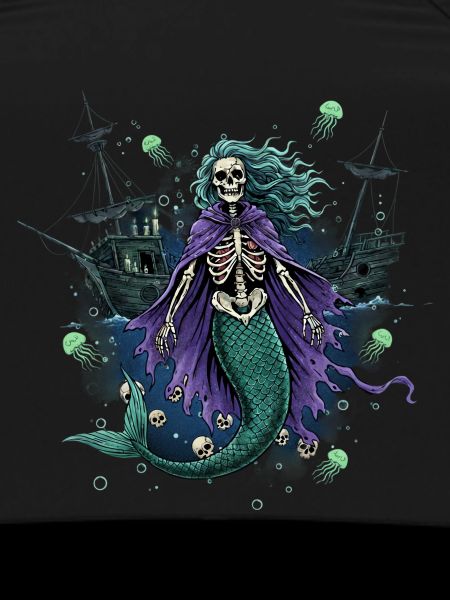 Skeleton Mermaid with Ghost Ship